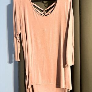Women's Peach Top with Crisscross Detail